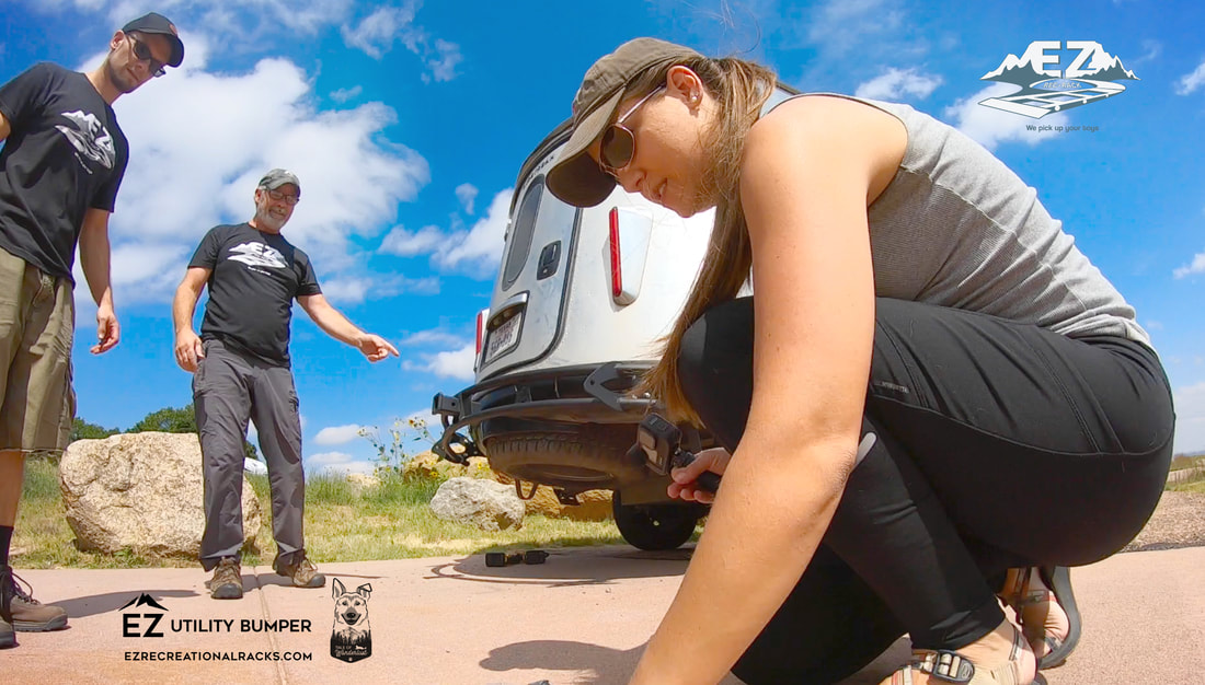 Installing the EZ Utility Bumper mod on Airstream Basecamp with Cass from Tails of Wanderlust